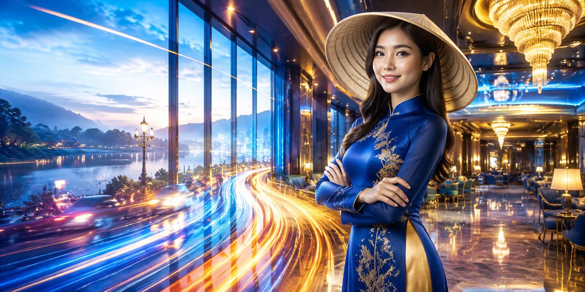 Người dùng Đà Lạt đội nón lá truy cập rrwin trên điện thoại ngoài trời