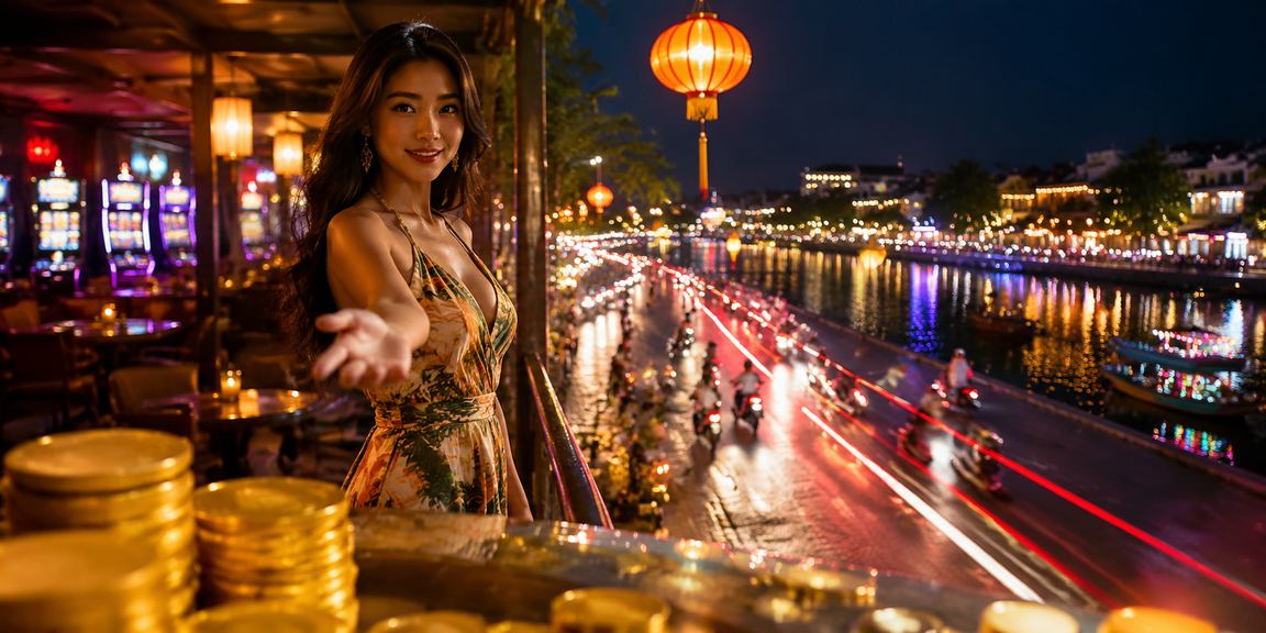 Người xem thể thao và cá cược trực tuyến tại quán cà phê Hội An buổi tối