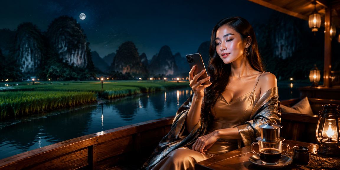 Người dùng truy cập casino trực tuyến trên điện thoại tại quán cà phê Ninh Bình